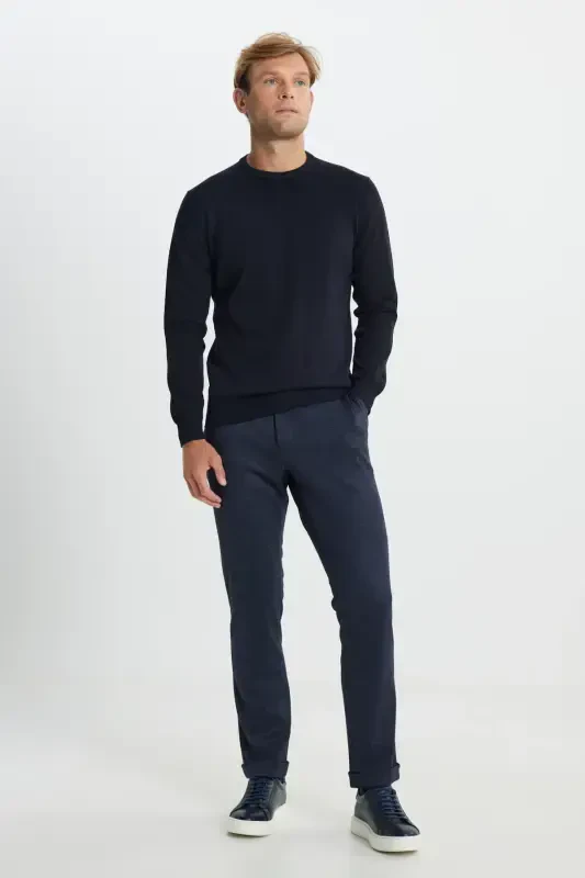 Мужской темно-синий шерстяной приталенный узкий узорчатый Ya - 3