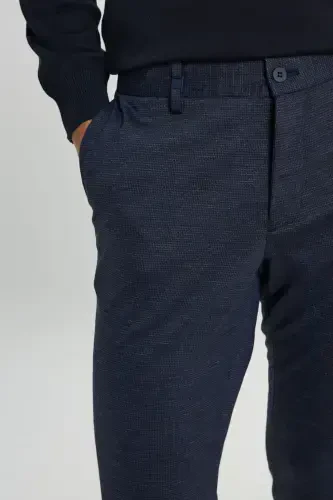 Мужской темно-синий шерстяной приталенный узкий узорчатый Ya - 5