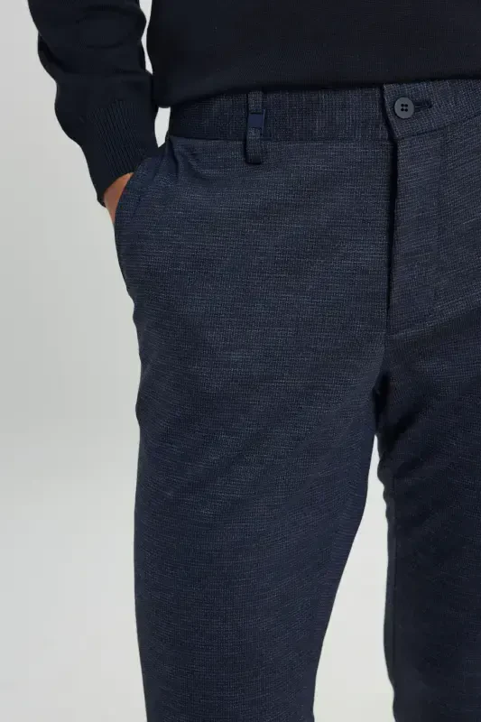 Мужской темно-синий шерстяной приталенный узкий узорчатый Ya - 5