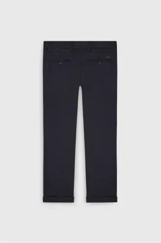 Мужской темно-синий шерстяной приталенный узкий узорчатый Ya - 10