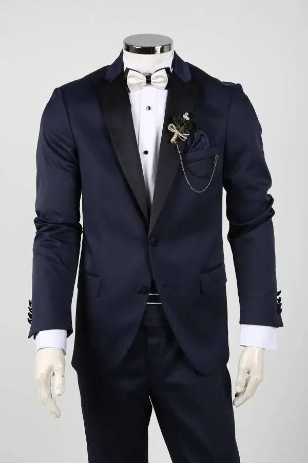 Мужской темно-синий смокинг Terral для жениха - 2