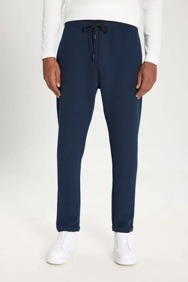 Мужской темно-синий стандартный крой с карманами, эластичный - 2