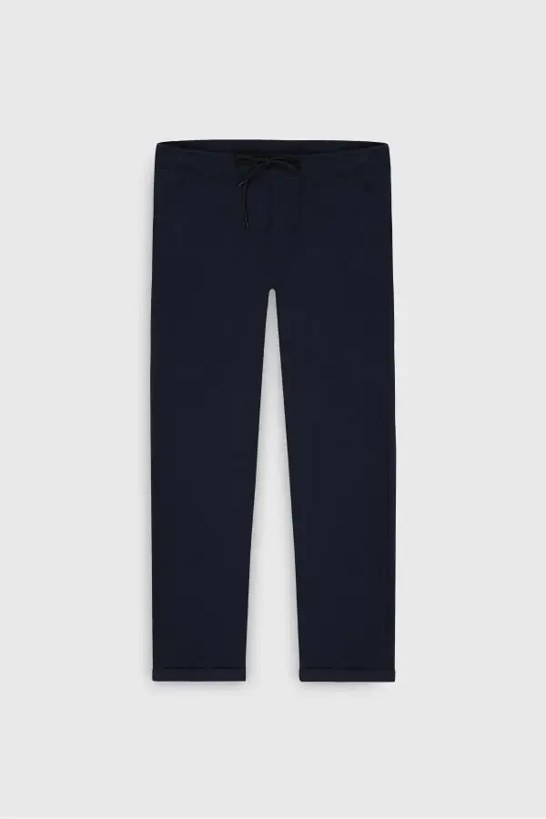 Мужской темно-синий стандартный крой с карманами, эластичный - 7