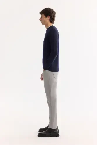 Мужской темно-синий трикотажный свитер - 3