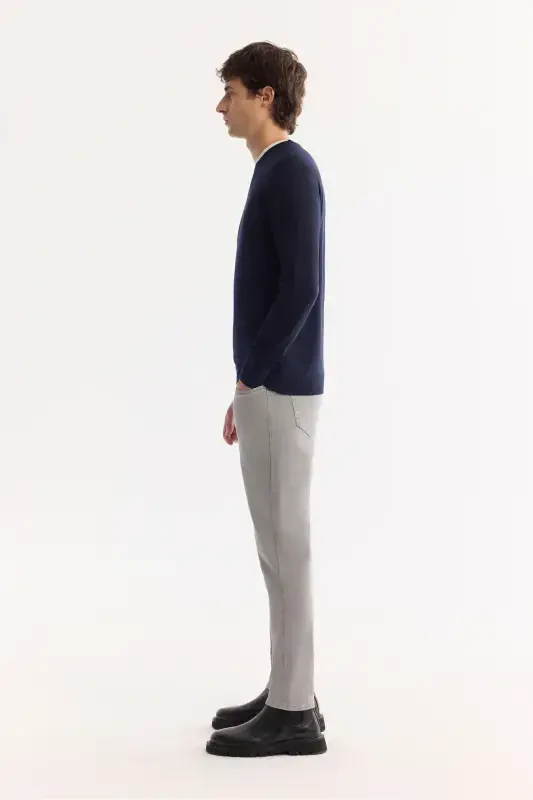 Мужской темно-синий трикотажный свитер - 3