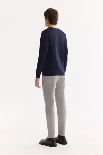 Мужской темно-синий трикотажный свитер - 4