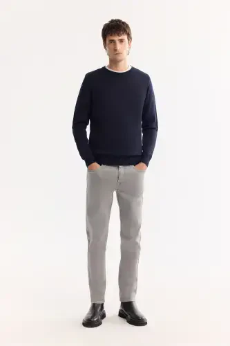 Мужской темно-синий трикотажный свитер - 5