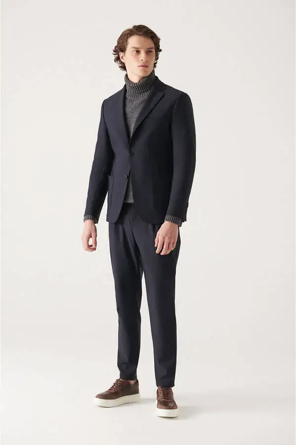 Мужской темно-синий водоотталкивающий пиджак без подкладки A22y4011 - 6