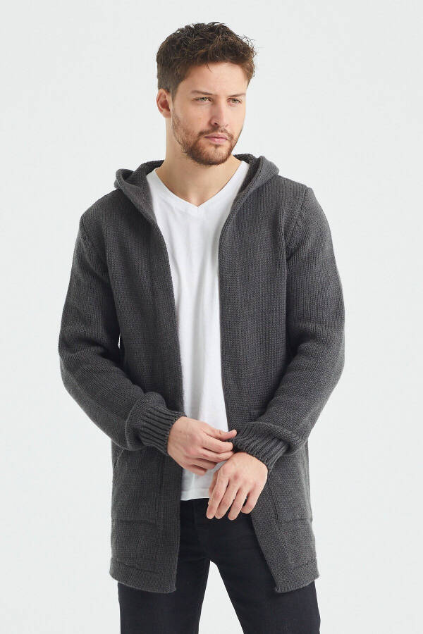 Мужской трикотажный кардиган с дымчатым рисунком - Hrk8085r01s - 1