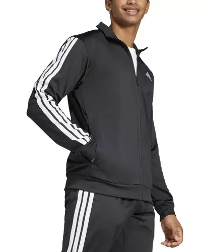Мужской трикотажный спортивный бомбер с 3 полосками Regular Track Jacket - Черный - ADIDAS (1)