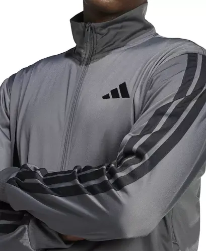 Мужской трикотажный спортивный бомбер с 3 полосками Regular Track Jacket - Серый - ADIDAS (1)