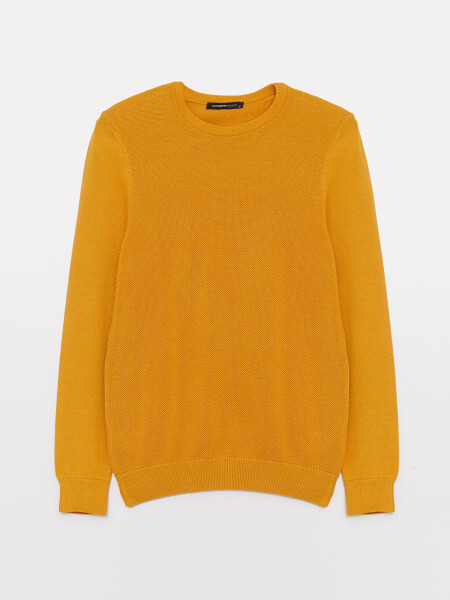 Мужской трикотажный свитер с воротником-гольфом, жёлтый - 6