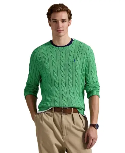 Мужской вязаный хлопковый свитер с косами — белый - POLO RALPH LAUREN (1)