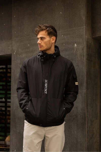 Мужской водонепроницаемый плащ с капюшоном на подкладке - 5