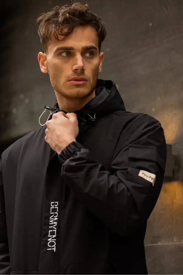 Мужской водонепроницаемый плащ с капюшоном на подкладке - 7