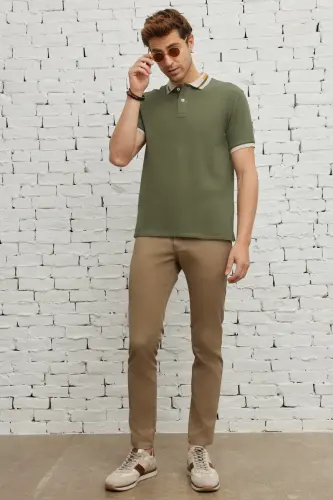 Мужской хаки Slim Fit узкий крой 100% хлопок не мнется - 6