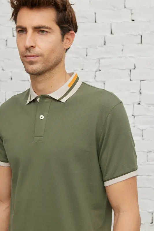 Мужской хаки Slim Fit узкий крой 100% хлопок не мнется - 9