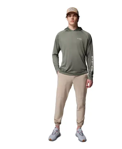 Мужской худи с капюшоном Terminal Tackle UPF 50 — Яркий синий, логотип серо-голубого цвета - 7
