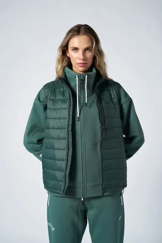 Мужской жилет повседневный без рукавов с карманом на молнии зеленого цвета 1268 - 8