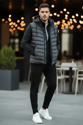 Мужской жилет Slimfit Черный Пуховик - 4