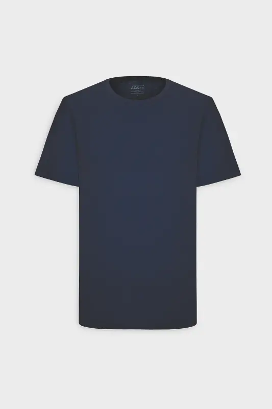 Мужской/унисекс темно-синий 100% хлопок Slim Fit узкий крой велосипедный воротник базовая футболка - темно-синий - 15