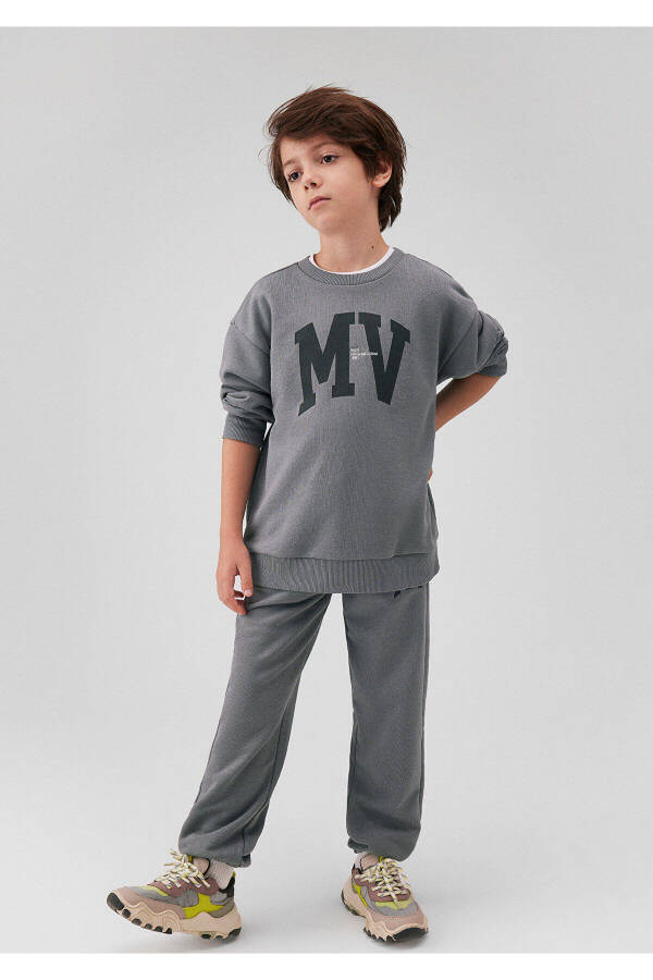 Mv Logo Print Gray Sweatshirt 6s10054-70098 - 1