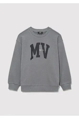 Mv Logo Print Gray Sweatshirt 6s10054-70098 - MAVI (1)
