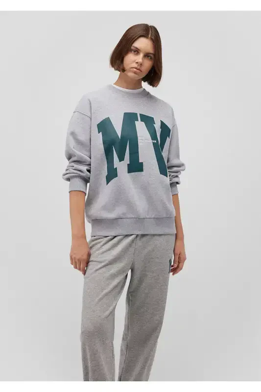 Mv Logo Printed Grey Sweatshirt 1s10147-80196 - MAVI
