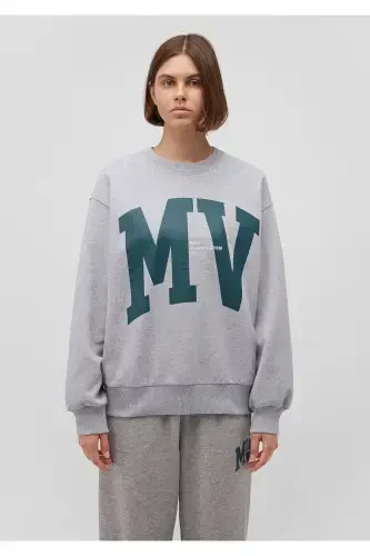 Mv Logo Printed Grey Sweatshirt 1s10147-80196 - 3