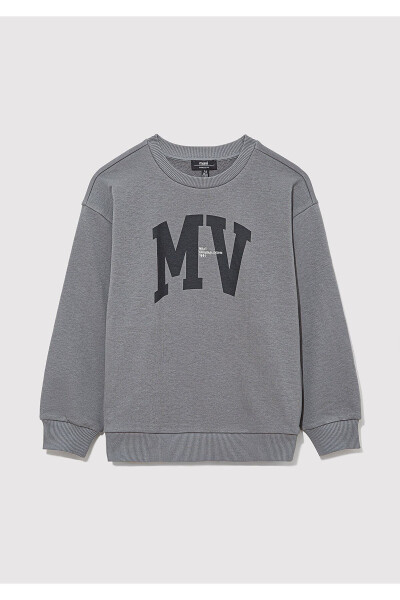 Mv Logolu Baskılı Gri Sweatshirt 6s10054-70098 - 2