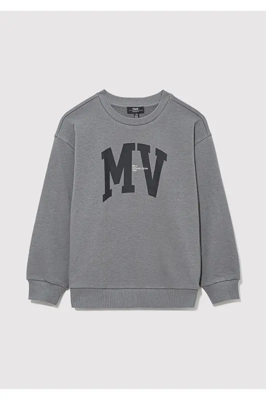MV Logo Baskılı Gri Sweatshirt 6S10054-70098 - Gri-70098 - 2