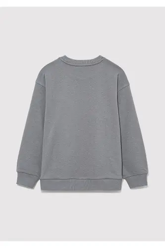 MV Logo Baskılı Gri Sweatshirt 6S10054-70098 - Gri-70098 - 3