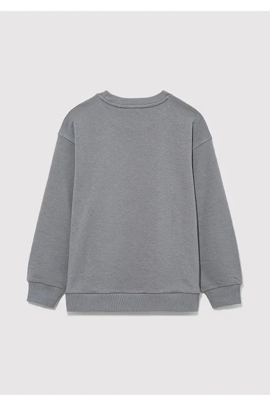 MV Logo Baskılı Gri Sweatshirt 6S10054-70098 - Gri-70098 - 3