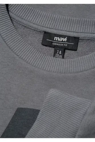 Mv Logosi Bosilgan Kulrang Sviter 6s10054-70098 - 4