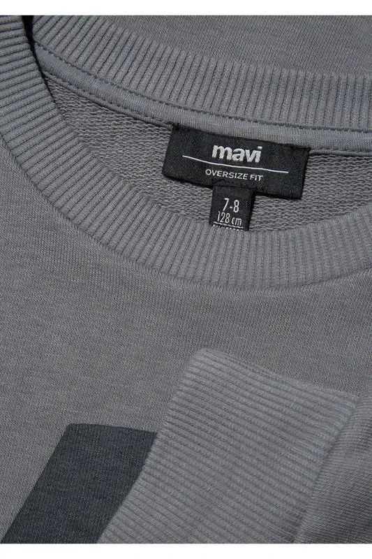 Mv Logosi Bosilgan Kulrang Sviter 6s10054-70098 - 4