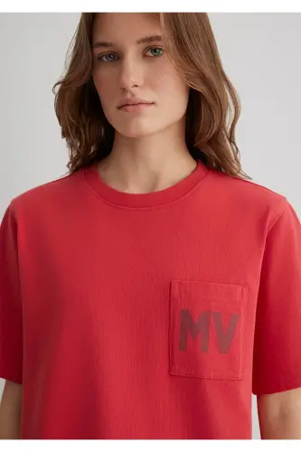 MV Printed Red T-Shirt Regular Fit - 5