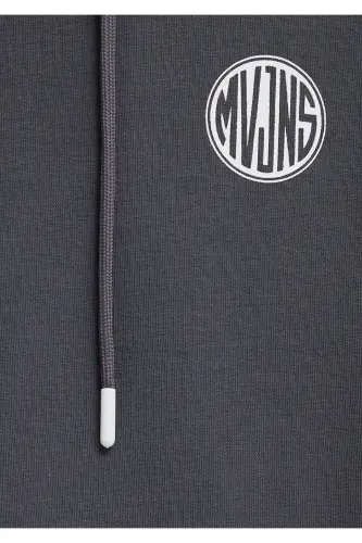 MVJNS Logo Baskılı Kapüşonlu Antrasit Sweatshirt 0611786-80106-Antrasit - 7