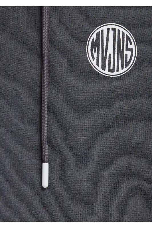 MVJNS Logo Baskılı Kapüşonlu Antrasit Sweatshirt 0611786-80106-Antrasit - 7