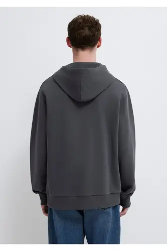 MVJNS Logo Baskılı Kapüşonlu Antrasit Sweatshirt 0611786-80106 - Antrasit-80106 - 5