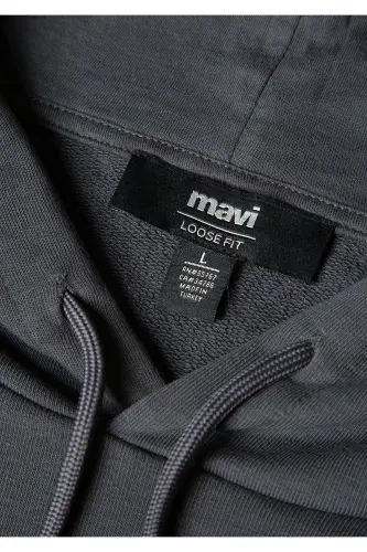 MVJNS Logo Baskılı Kapüşonlu Antrasit Sweatshirt 0611786-80106 - Antrasit-80106 - 8