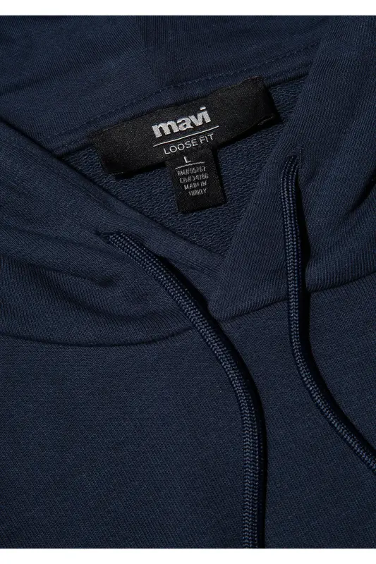 MVJNS Logo Baskılı Kapüşonlu Lacivert Sweatshirt 0611786-70490 - Lacivert-70490 - 5