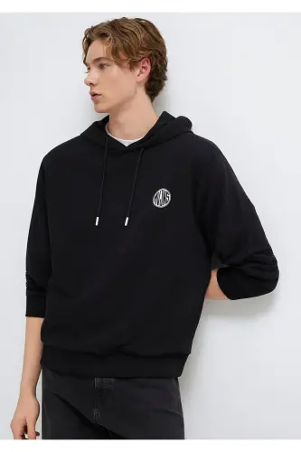 MVJNS Logo Baskılı Kapüşonlu Siyah Sweatshirt 0611786-900 - Siyah-900 - 1