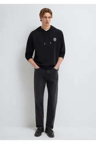 MVJNS Logo Baskılı Kapüşonlu Siyah Sweatshirt 0611786-900 - Siyah-900 - MAVI (1)