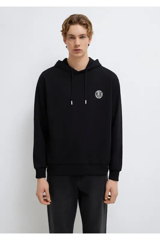 MVJNS Logo Baskılı Kapüşonlu Siyah Sweatshirt 0611786-900 - Siyah-900 - 4