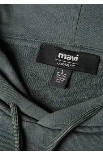 MVJNS Logo Baskılı Kapüşonlu Yeşil Sweatshirt 0611786-71598-Yeşil - 7