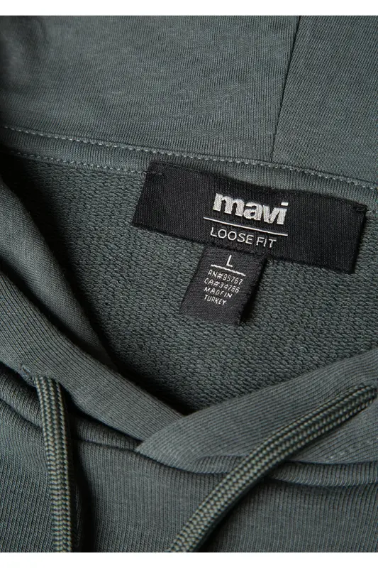 MVJNS Logo Baskılı Kapüşonlu Yeşil Sweatshirt 0611786-71598-Yeşil - 7