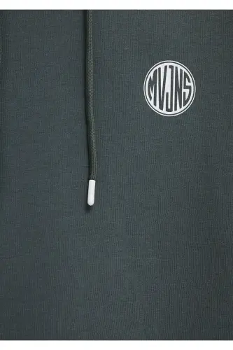 MVJNS Logo Baskılı Kapüşonlu Yeşil Sweatshirt 0611786-71598-Yeşil - 8
