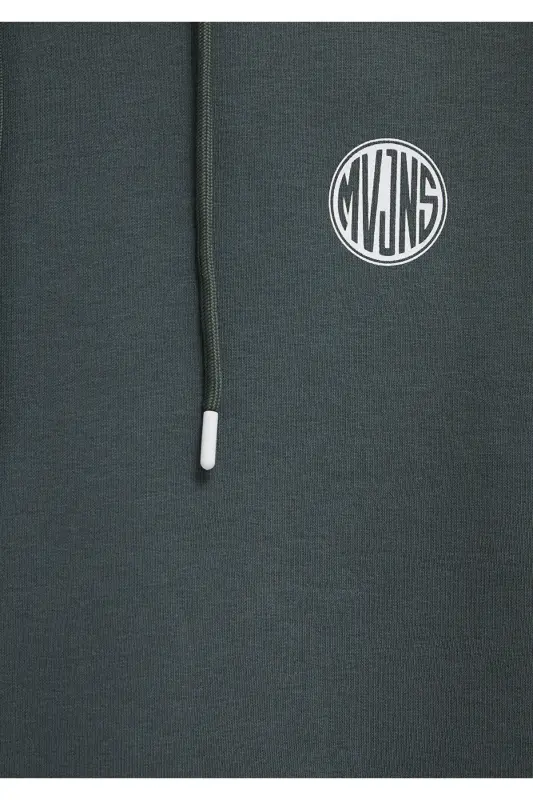 MVJNS Logo Baskılı Kapüşonlu Yeşil Sweatshirt 0611786-71598-Yeşil - 8