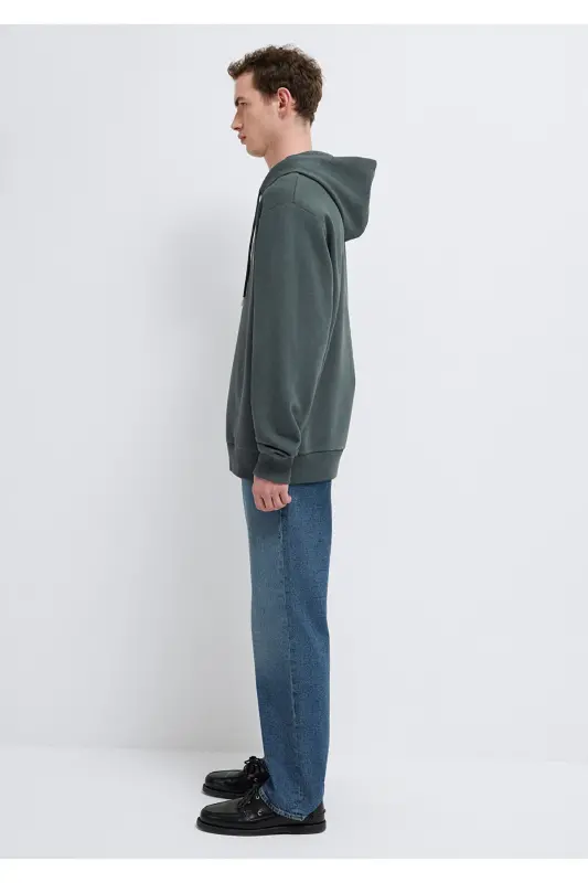 MVJNS Logo Baskılı Kapüşonlu Yeşil Sweatshirt 0611786-71598 - Yeşil-71598 - 4