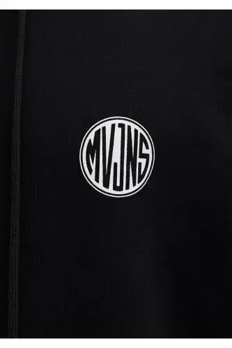 Mvjns Logo Bosilgan Kaputli Qora Svitshot 0611786-900 - 7